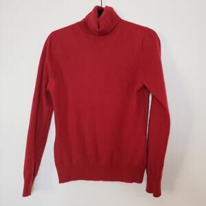 100% Cashmere Turtleneck Long Sleeve Sweater Bright Red Apt. 9 Sz Medium